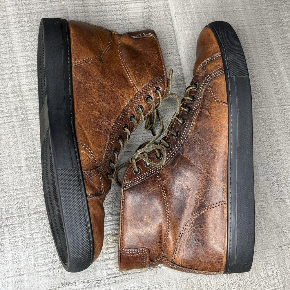 Frye Men’s Boots Walker High Top Sneakers Shoes Leather Brown Size 10 M USA - Picture 6 of 9